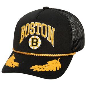 Men's Boston Bruins Black & Gold Leaf Snapback Trucker Hat
